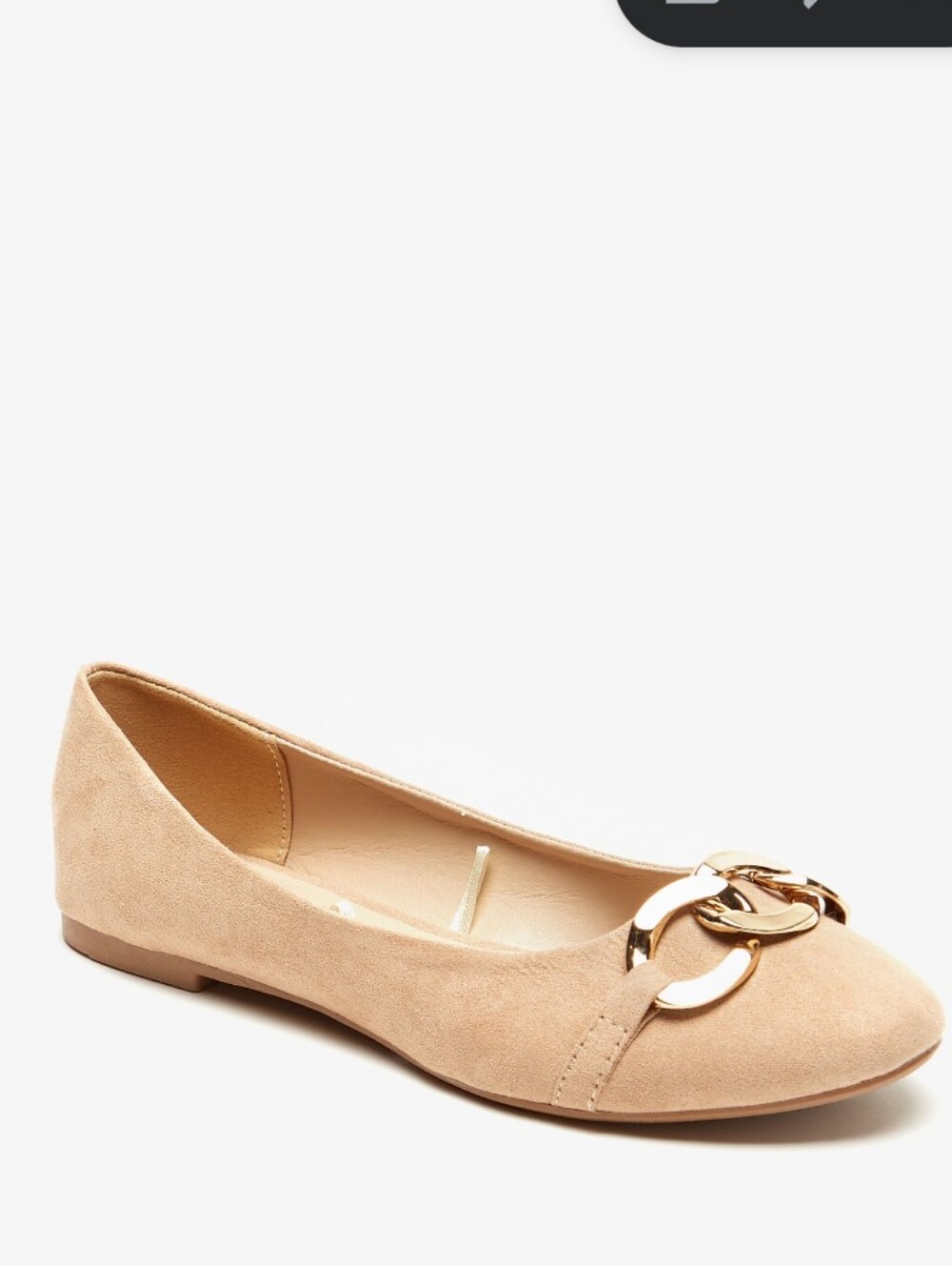 Dr. Scholl's Nude Suede Slip-On Ballet Flat with Gold Chain